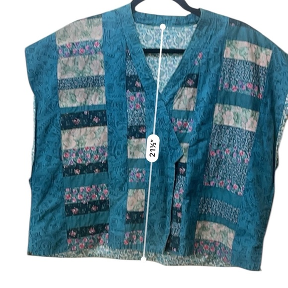 Quilted patchwork vest lightweight snap closure one size - Picture 3 of 6
